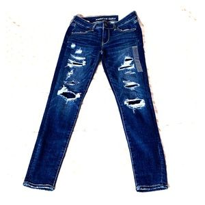 American Eagle Dark Blue Ripped Jeans
